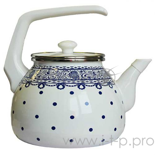 Чайник для плиты Interos Ажур синий3,0л эмалированный с кр.