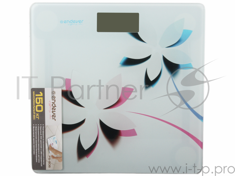 Электронные напольные весы Endever Skyline FS-506, стекло, LED-подсветка, белый с рисунком