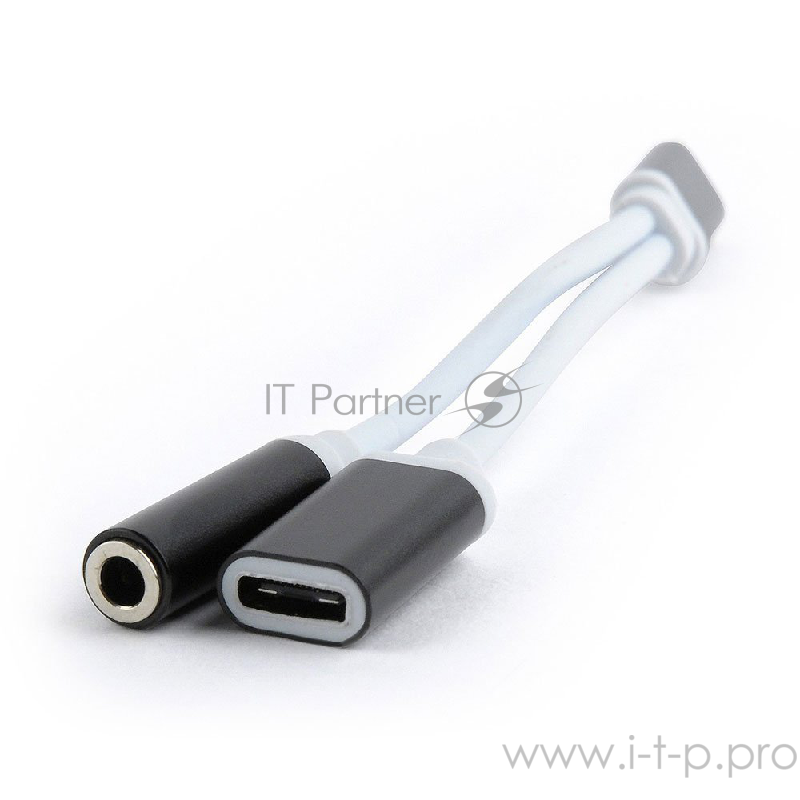 Переходник Cablexpert Переходник USB Type-C/Jack3.5 F+ Type-C F, черный, пакет (CCA-UC3.5F-02)