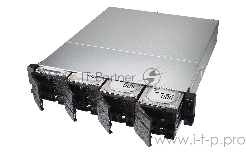 Сетевое хранилище без дисков SMB QNAP TVS-1272XU-RP-i3-4G 12-Bay NAS, Intel Core i3-8100 4-core 3.6 GHz, 4 GB UDIMM DDR4 (1 x 4GB), 12x 2.5