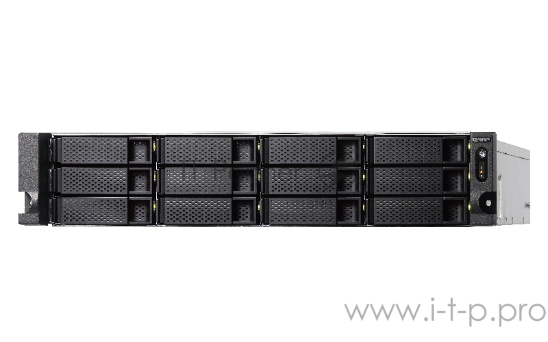 Сетевое хранилище без дисков SMB QNAP TVS-1272XU-RP-i3-4G 12-Bay NAS, Intel Core i3-8100 4-core 3.6 GHz, 4 GB UDIMM DDR4 (1 x 4GB), 12x 2.5