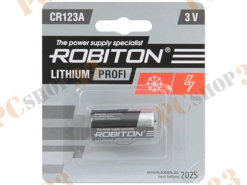 Батарейка Robiton R-CR123A-BL1 716-207, 3.0В CR123A (1шт./уп.)