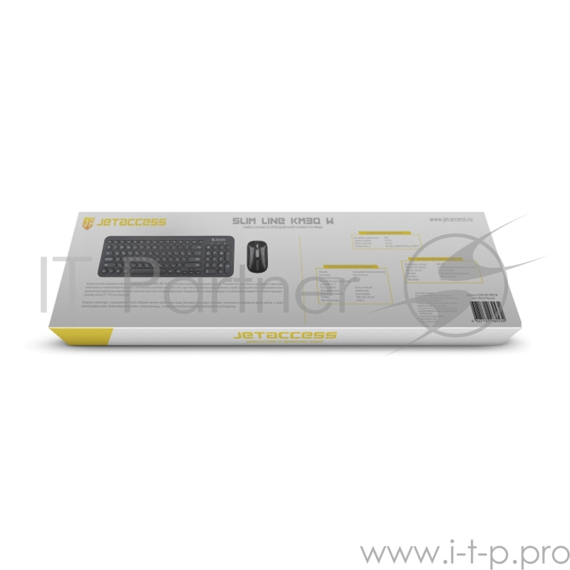 Беспроводной набор мультимедийной слим-клавиатуры и мыши Jet.A SlimLine KM30 W, 1xUSB инт, чёрный