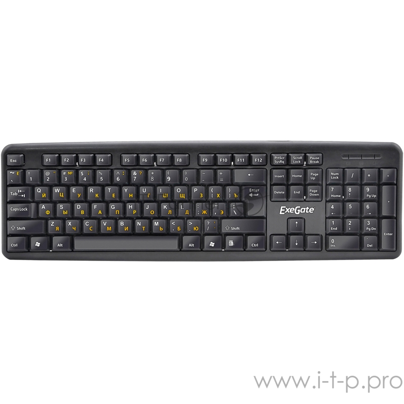 Клавиатура Exegate LY-331L, <USB, шнур 2м, черная, 104кл, Enter большой>, Color box