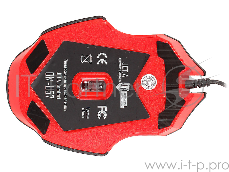 Проводная мышь Jet.A Comfort OM-U57 чёрно-красная (1000/1600dpi, 3 кнопки, USB)