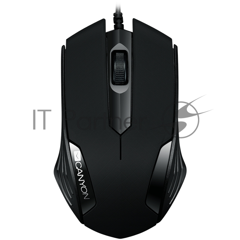 Мышь CANYON wired optical Mouse with 3 buttons, DPI 1000, Black, cable length 1.25m, 120*70*35mm, 0.07kg