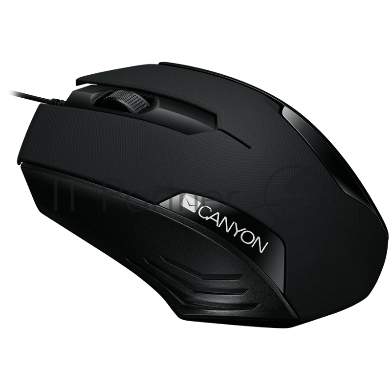 Мышь CANYON wired optical Mouse with 3 buttons, DPI 1000, Black, cable length 1.25m, 120*70*35mm, 0.07kg