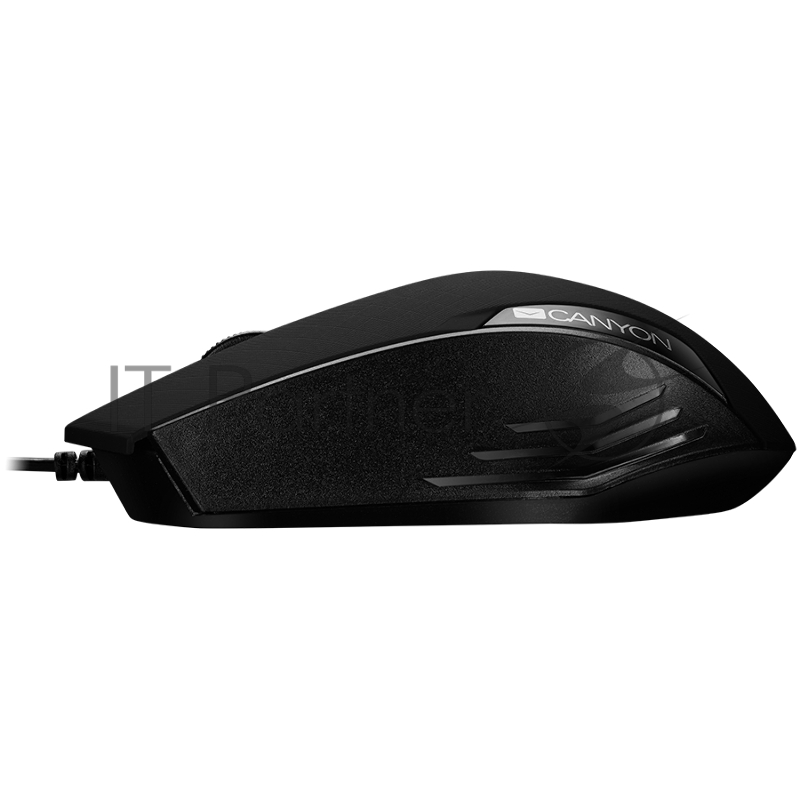 Мышь CANYON wired optical Mouse with 3 buttons, DPI 1000, Black, cable length 1.25m, 120*70*35mm, 0.07kg