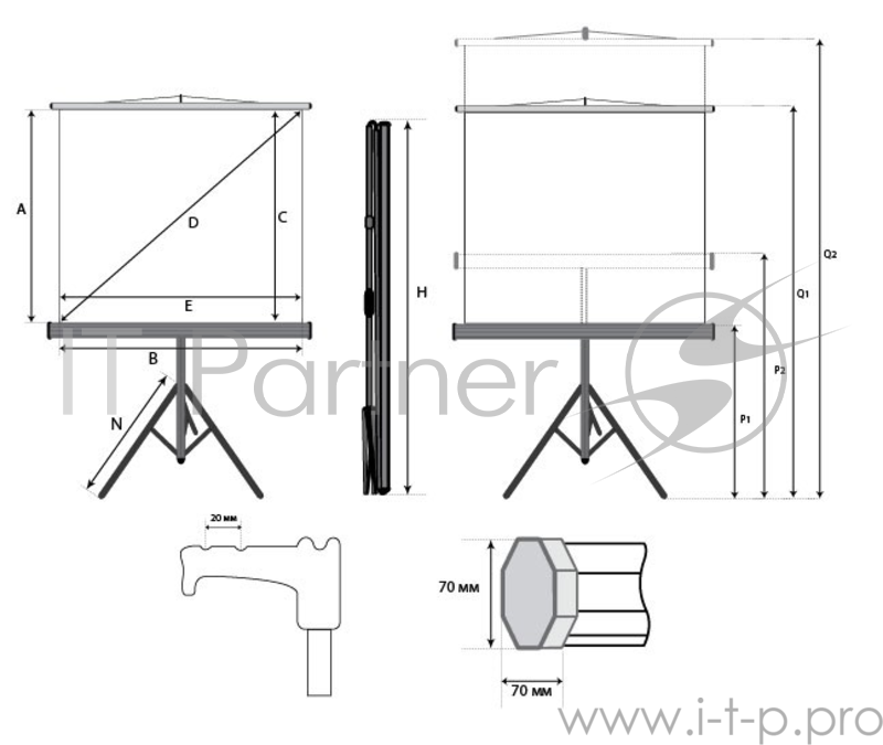 Экран на треноге Lumien 180x180см Eco View LEV-100102 1:1 напольный рулонный