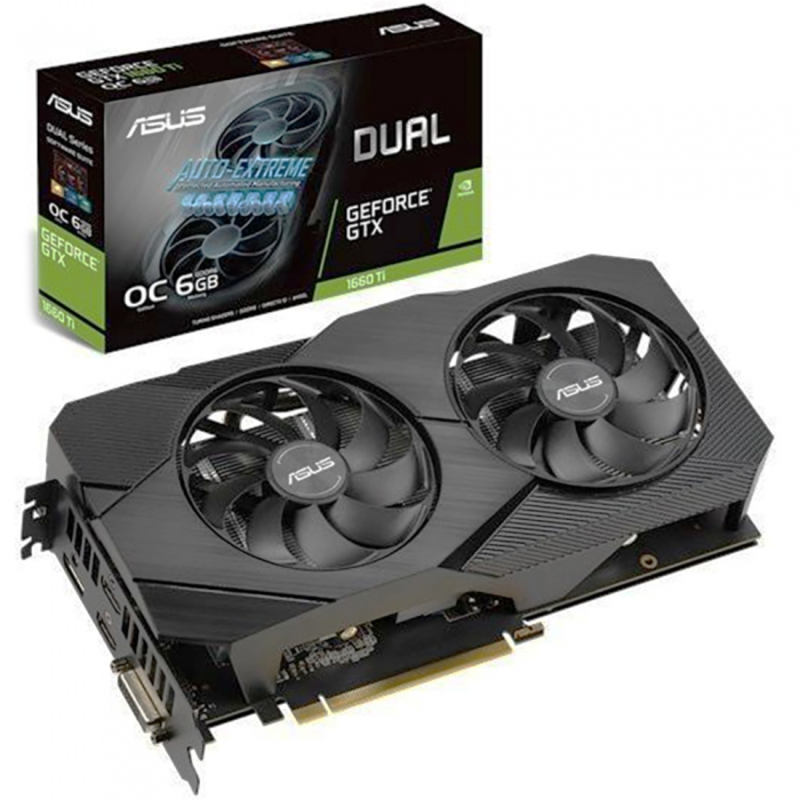 Видеокарта Asus PCI-E DUAL-GTX1660TI-A6G-EVO nVidia GeForce GTX 1660TI 6144Mb 192bit GDDR6 1500/12002 DVIx1/HDMIx2/DPx1/HDCP Ret