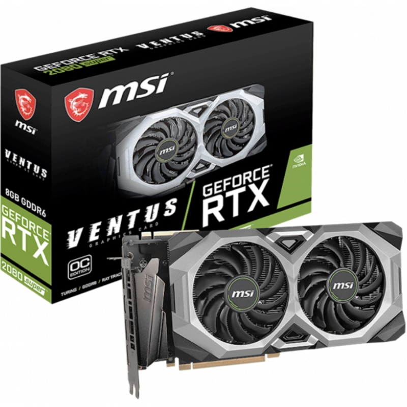 Видеокарта MSI PCI-E RTX 2080 SUPER VENTUS XS OC nVidia GeForce RTX 2080SUPER 8192Mb 256bit GDDR6 1830/15500/HDMIx1/DPx3/HDCP Ret