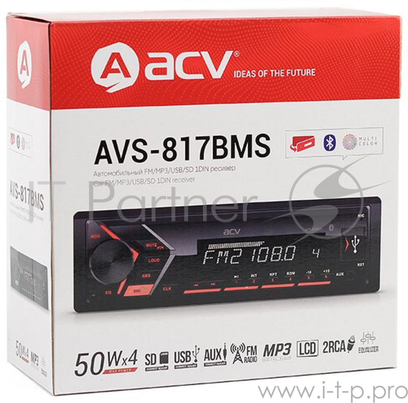 Автомагнитола ACV AVS-817BMS 1DIN 4x50Вт