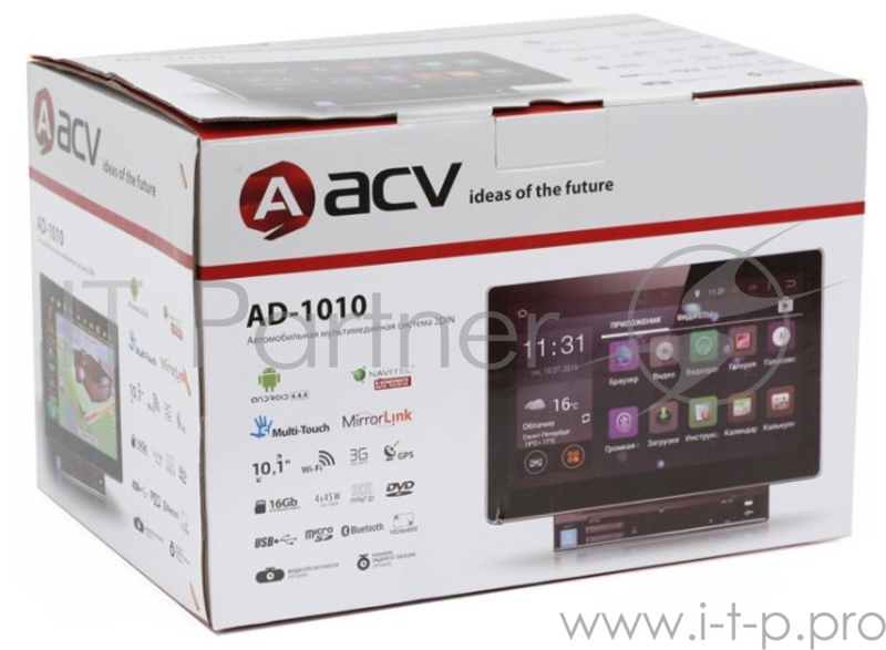 Автомагнитола CD ACV AD-1010 2DIN 4x45Вт