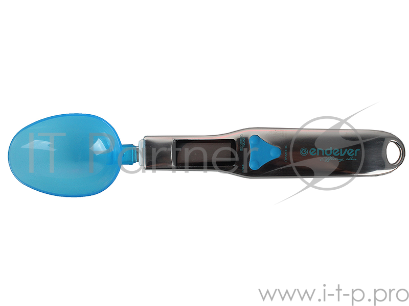 Электронные весы-ложка Endever Skyline KS-510S, стальная ручка, съемная мерная ложка из пищевого пластика, синяя LED-подсветка, max-0,3кг