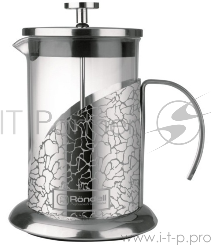 Френч-пресс Rondell Vintage RDS-364 0.6л. круглая термостойкое стекло/нержавеющая сталь 18/10 серебристый