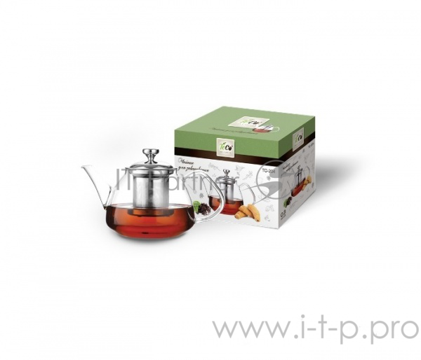 Чайник для заваривания TECO TC-204 800 мл из стекла с ситом и крышкой из нержавеющей стали