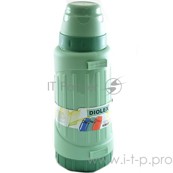 Термос Diolex DXP-1000-1, пластиковый со стеклянной колбой 1000 мл, с ручкой для переноски, две крышки-кружки в комплект