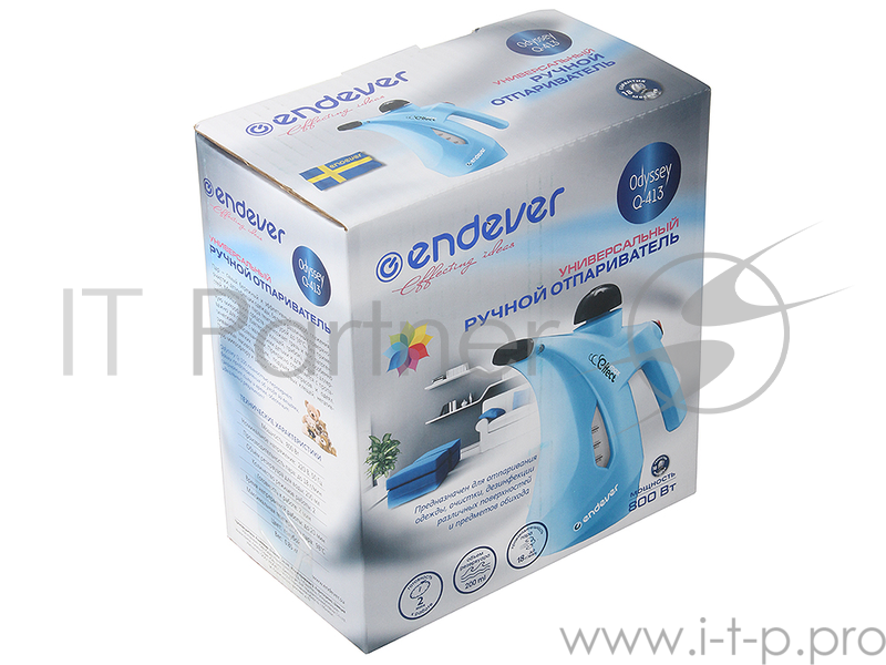 Компактный отпариватель Endever ODYSSEY Q-413 Blue, мощность 800W, напряжение 220V-50Hz, емкость бака 600 мл