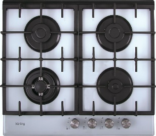 Встраиваемая газовая панель Korting HGG 635 CTW / из закаленного стекла 60 см, 4 высокоэффективные конфорки, WOK-конфорка с тройным рядом пламени, автоматический электроподжиг, газ-контроль каждой конфорки, передние переключатели, цельные чугунные ре