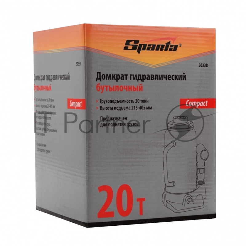 Домкрат SPARTA 50338 гидравлический бутылочный 20 тонн h подъема 215-405мм compact