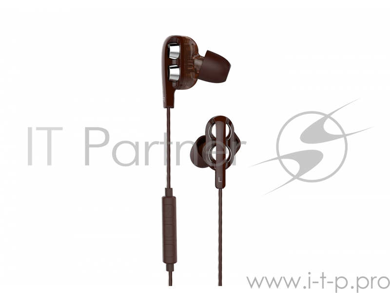 Наушники HARPER HV-803 / Проводные / Внутриканальные с микрофоном / Коричневые / 20 Гц - 20 кГц / 96 дБ / Двухстороннее / Mini-jack / 3.5 мм