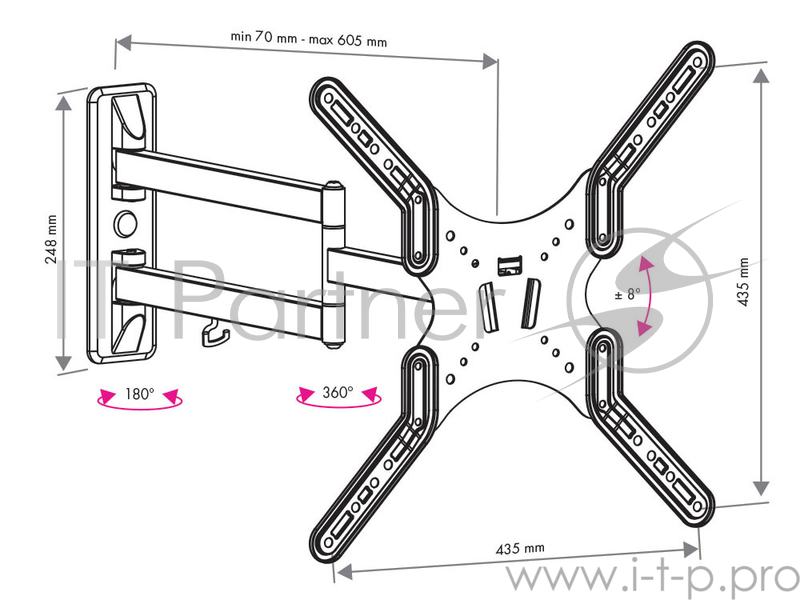 Кронштейн для LED/LCD телевизоров VLK TRENTO-18 black 8 шт/уп.
