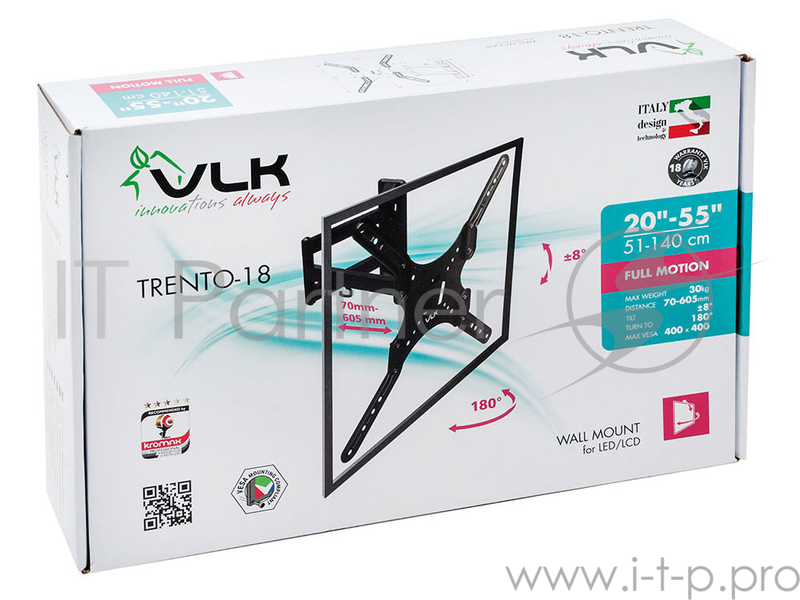 Кронштейн для LED/LCD телевизоров VLK TRENTO-18 black 8 шт/уп.