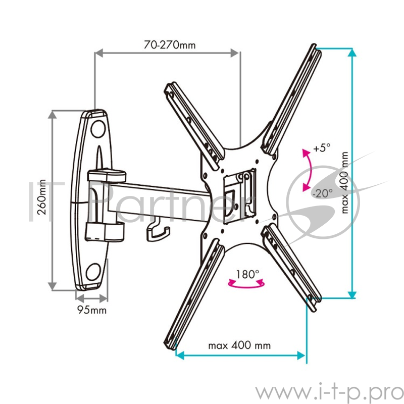 Кронштейн наст. LED/LCD телевизоров VLK TRENTO-16 black 8 шт/уп.