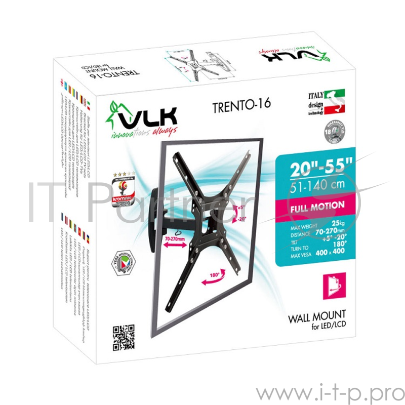 Кронштейн наст. LED/LCD телевизоров VLK TRENTO-16 black 8 шт/уп.