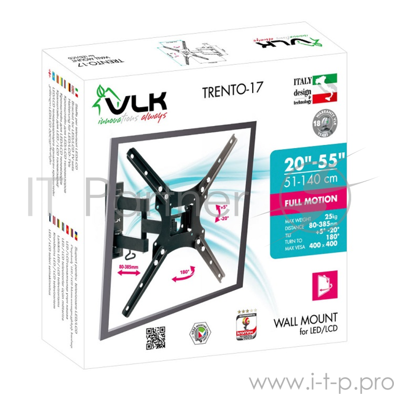 Кронштейн наст. LED/LCD телевизоров VLK TRENTO-17 black 8 шт/уп.