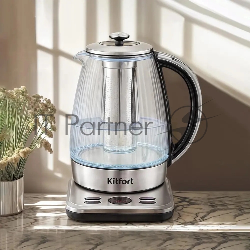 671-1-КТ Чайник Kitfort Мощность: 1850–2200 Вт.Емкость: 1,7 л.Длина шнура: 0,78 м.белый