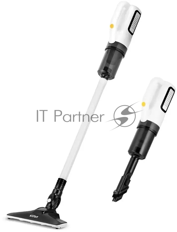 Пылесос KITFORT КТ-526-1 синий (ШxГxВ) 18x16x21 cм. 2 в 1 (вертикальный + ручной), уборка сухая. Потребляемая мощность 400 Вт. Пылесборник без мешка (циклонный фильтр), емкостью 0.80 л. Фильтр тонкой очистки. Труба всасывания составная.Насадки в комп