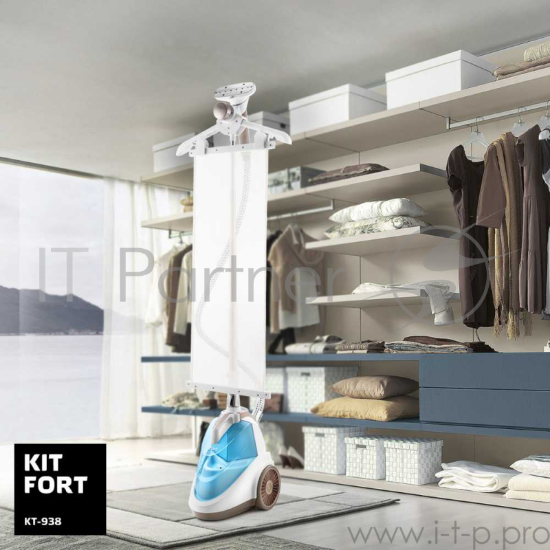 938-КТ Отпариватель Kitfort.Мощность: 2350 Вт.Подача пара: 50÷5 г/мин.Емкость резервуара: 2 л.