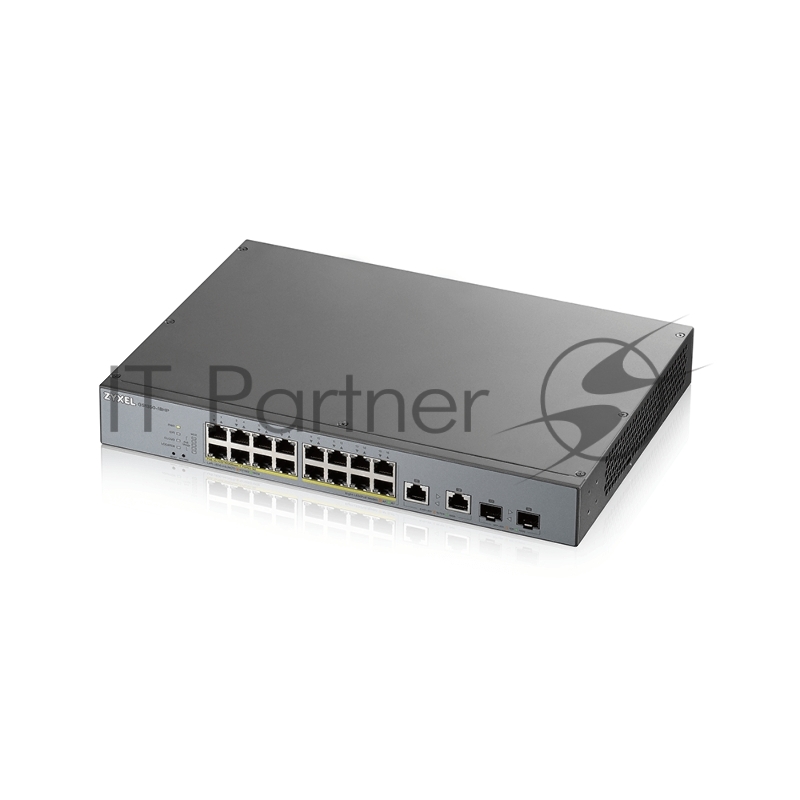 Коммутатор Zyxel GS1350-18HP, 16xGE PoE+, 2xCombo (SFP/RJ-45), бюджет PoE 250 Вт, дальность передачи питания до 250 м, автоперезагрузка PoE-портов, повышенная защита от перенапряжений и электростатических разряд