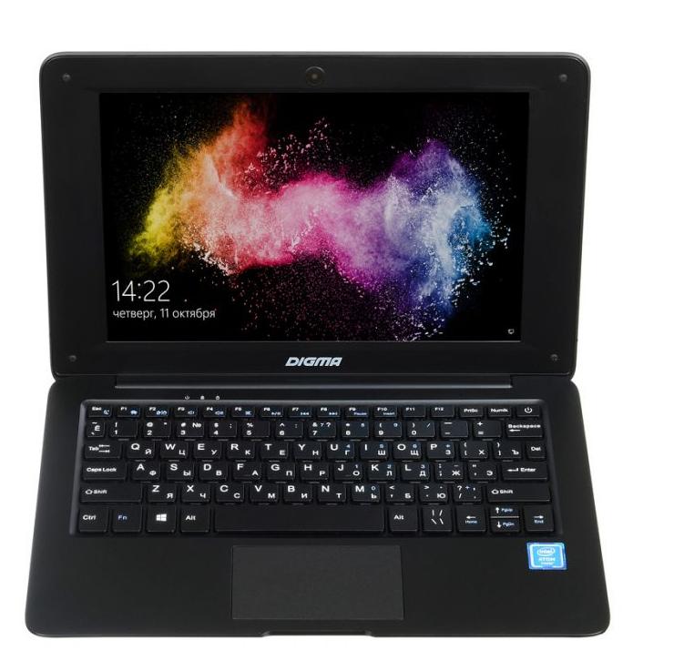 Ноутбук Digma EVE 101 Atom X5 Z8350/2Gb/SSD32Gb/Intel HD Graphics 400/10.1/IPS/HD (1280x800)/Windows 10 Home Multi Language 64/black/WiFi/BT/Cam/5000