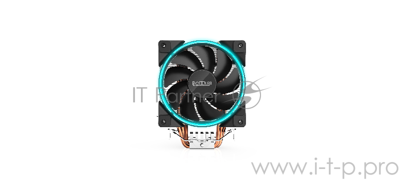 Кулер PCCooler GI-X3B S775/115X/AM2/AM3/AM4 (24 шт/кор, TDP 125W, вент-р 120мм с PWM, 3 тепловые трубки 6мм, синяя LED подсветка, 1000-1800RPM, 26.5dBa)