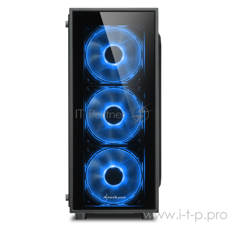 Sharkoon TG4 blue led игровой корпус чёрный (ATX, закаленное стекло, fan 3x120 мм + 1x120 мм, 2xUSB 3.0, audio)