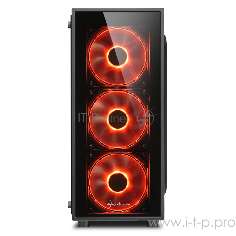 Sharkoon TG4 red led игровой корпус чёрный (ATX, закаленное стекло, fan 3x120 мм + 1x120 мм, 2xUSB 3.0, audio)