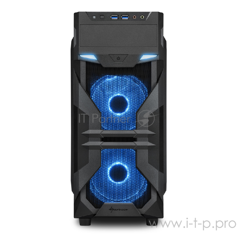 Sharkoon VG7-W blue led игровой корпус чёрный (ATX, акрил, fan 2x120 мм + 1x120 мм, 2xUSB 3.0, audio)