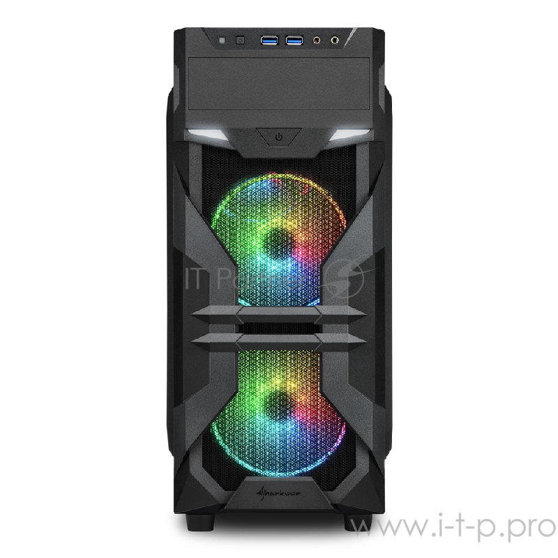 Sharkoon VG7-W RGB led игровой корпус чёрный (ATX, акрил, fan 2x120 мм + 1x120 мм, 2xUSB 3.0, audio)