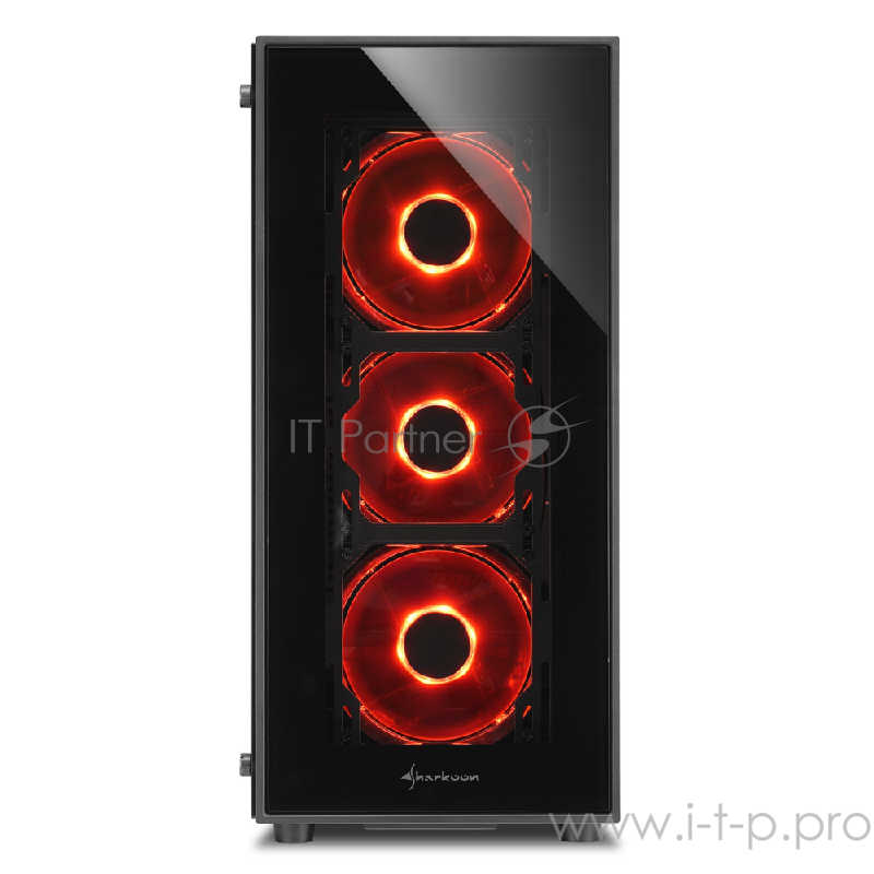 Sharkoon TG5 red led игровой корпус чёрный (ATX, закаленное стекло, fan 3x120 мм + 1x120 мм, 2xUSB 2.0, 2xUSB 3.0, audio)