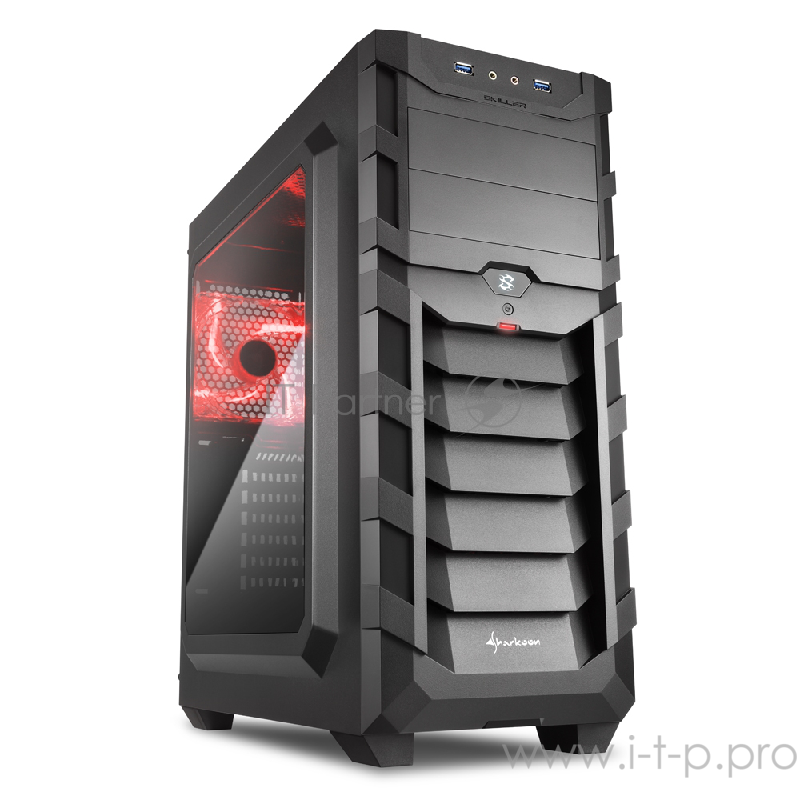 Sharkoon Shark SKILLER SGC1 Window red led игровой корпус чёрный (ATX, акрил, fan 1x120 мм + 1x120 мм, 2xUSB 3.0, audio)