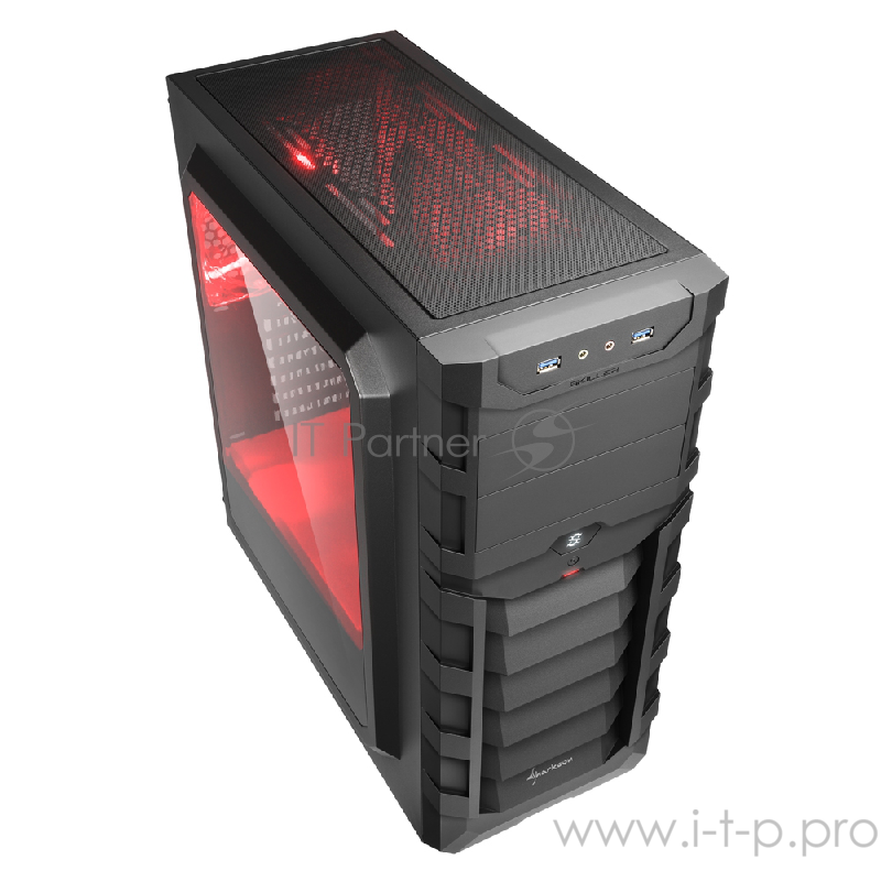 Sharkoon Shark SKILLER SGC1 Window red led игровой корпус чёрный (ATX, акрил, fan 1x120 мм + 1x120 мм, 2xUSB 3.0, audio)