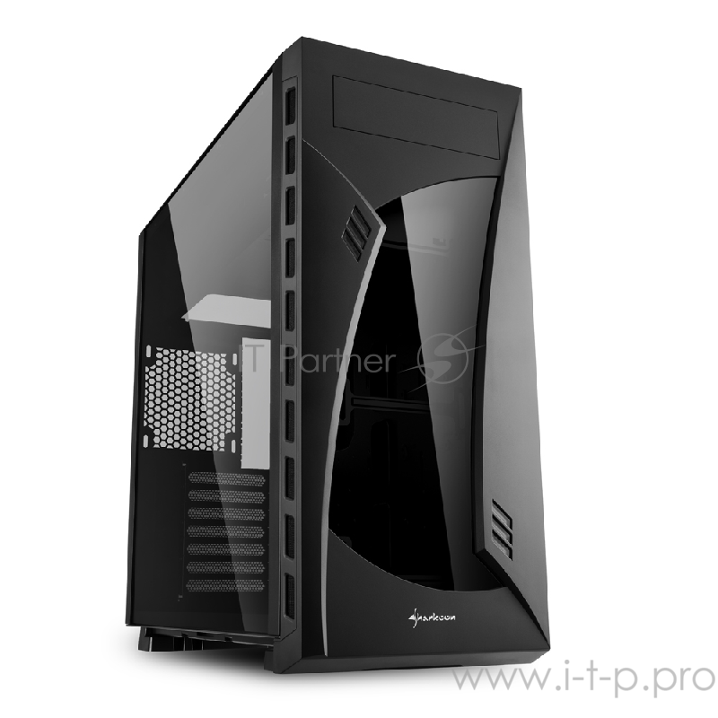 Sharkoon NIGHT SHARK lite игровой корпус чёрный (ATX, закаленное стекло, 2 x USB 2.0, 2 x USB 3.0, audio)