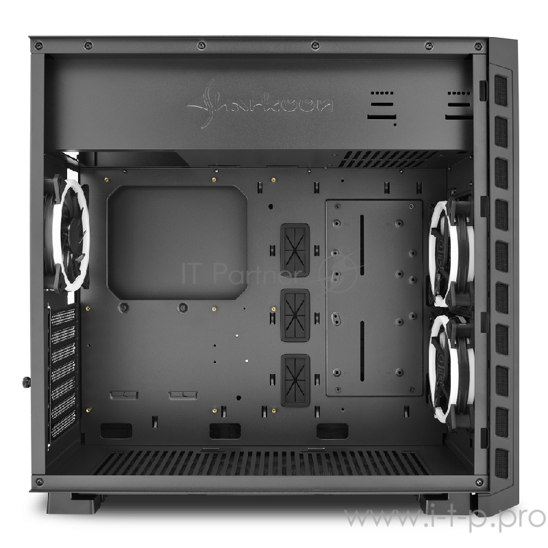 Sharkoon NIGHT SHARK red led игровой корпус чёрный (ATX, закаленное стекло, fan 2x120 мм + 1x120 мм + 1x120 мм, 2xUSB 2.0, 2xUSB 3.0, audio)