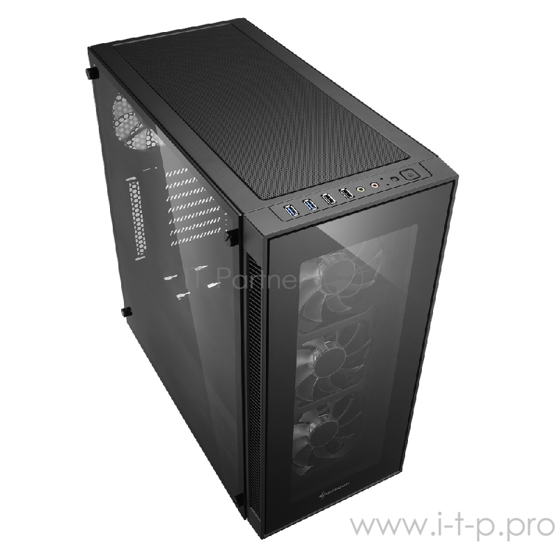 Sharkoon TG5 white led игровой корпус чёрный (ATX, закаленное стекло, fan 3x120 мм + 1x120 мм, 2xUSB 2.0, 2xUSB 3.0, audio)