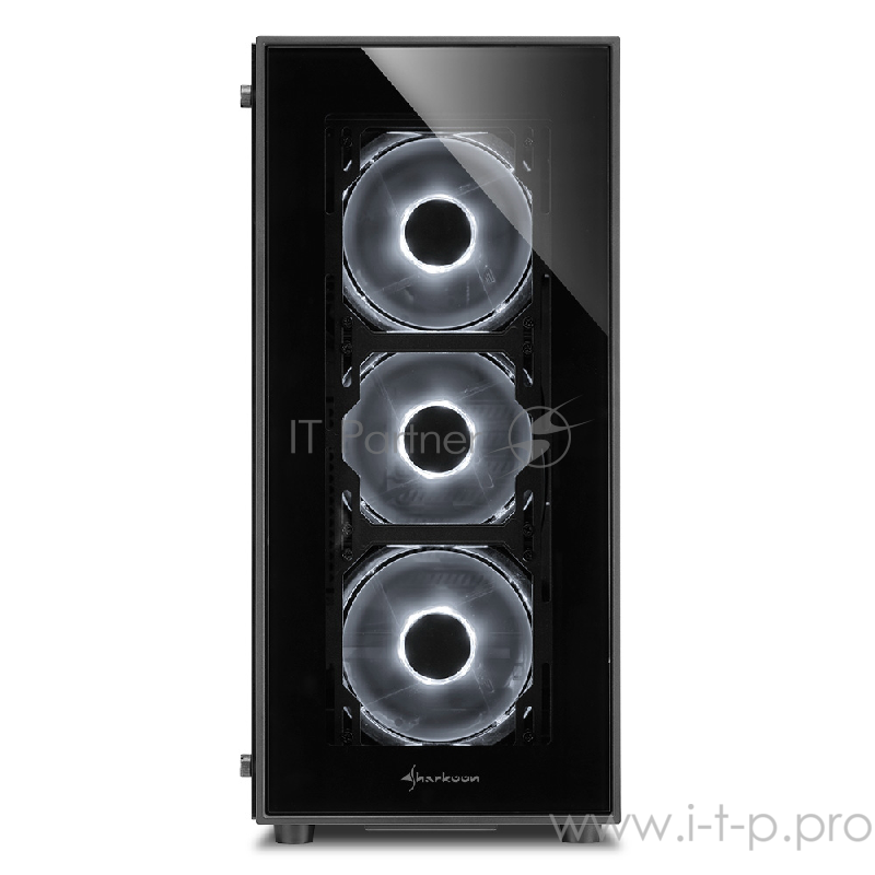 Sharkoon TG5 white led игровой корпус чёрный (ATX, закаленное стекло, fan 3x120 мм + 1x120 мм, 2xUSB 2.0, 2xUSB 3.0, audio)