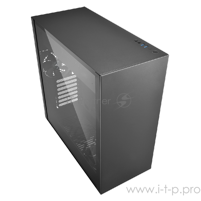 Sharkoon PURE STEEL игровой корпус чёрный (ATX, закаленное стекло, fan 1x120 мм + 1x120 мм, 2xUSB 3.0, audio)