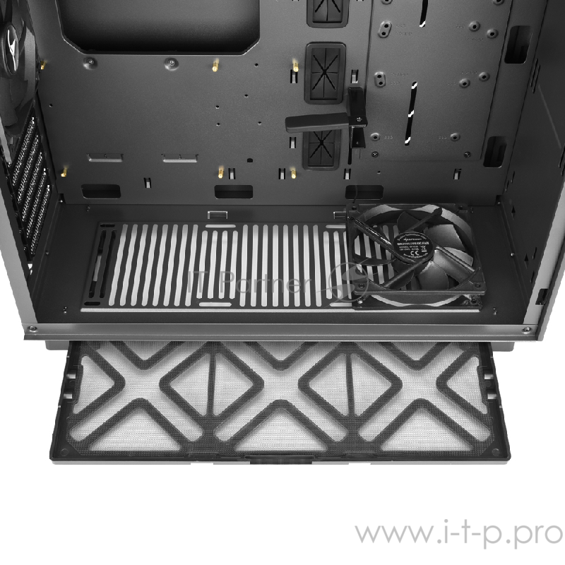 Sharkoon PURE STEEL игровой корпус чёрный (ATX, закаленное стекло, fan 1x120 мм + 1x120 мм, 2xUSB 3.0, audio)