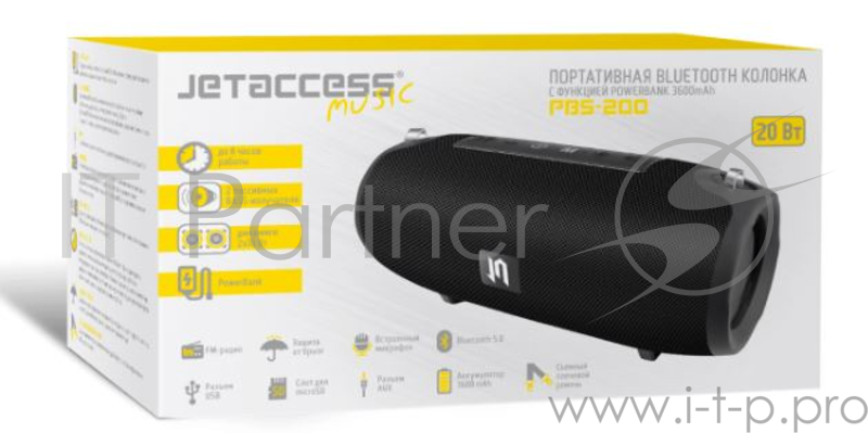 Портативная BLUETOOTH колонка/POWERBANK Jet.A PBS-200 красная (2x10Вт динамика, 3600mAh аккумулятор)